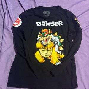 Nintendo Black Long-Sleeve Bowser Graphic Tee
